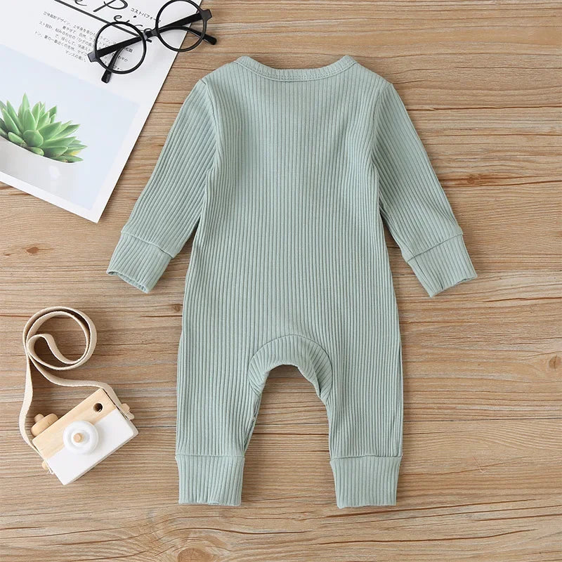 Långärmad Baby Jumpsuit i Bomullsblandning – Unisex