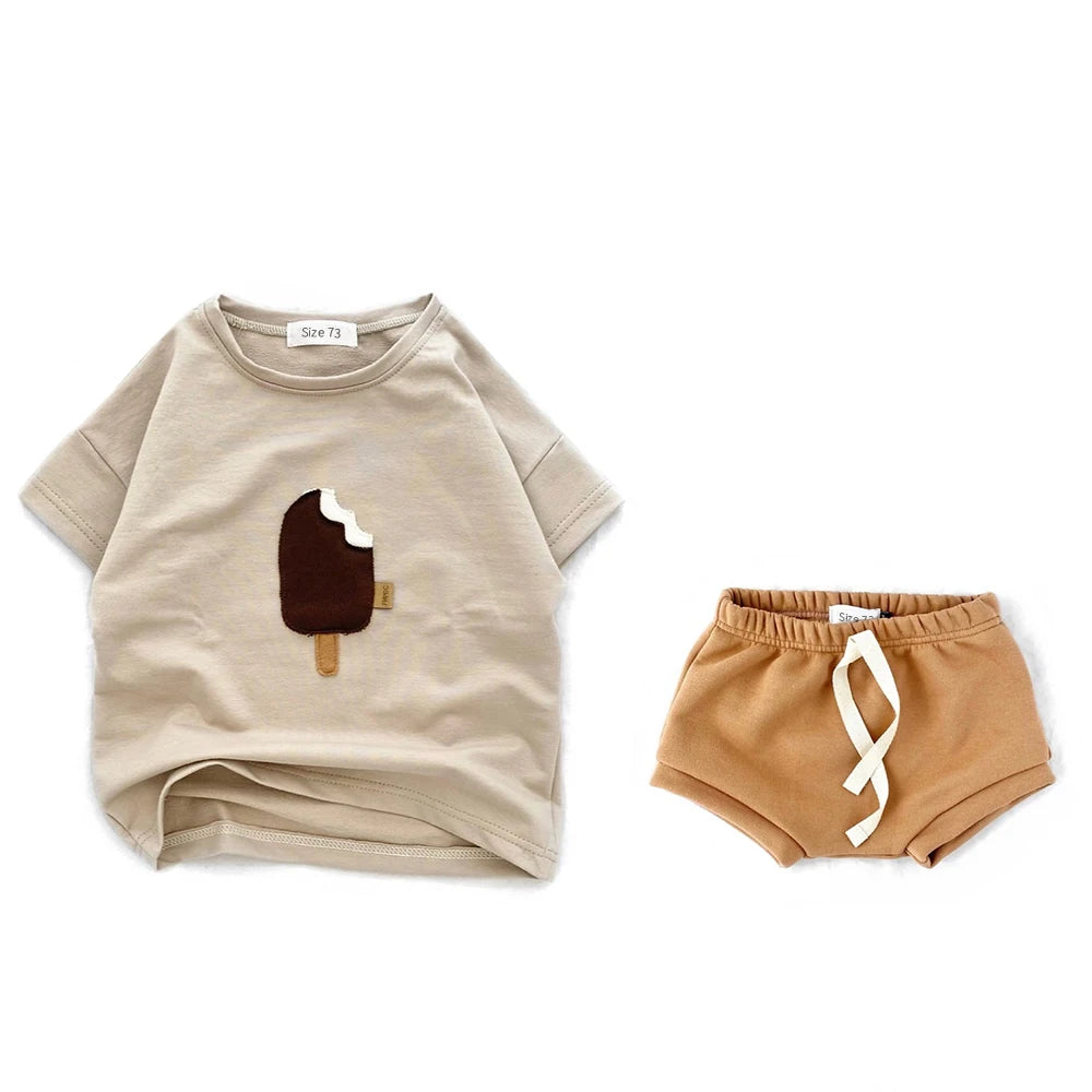 Kortärmad T-shirt med Djurmotiv för Baby – Unisex