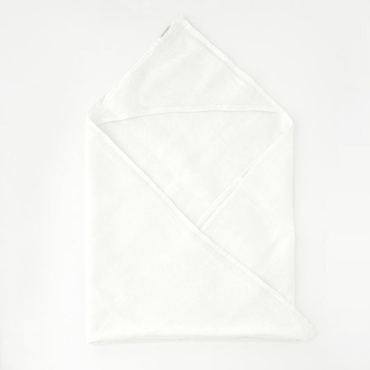 Linen Hooded Waffle Towel for Kids - White