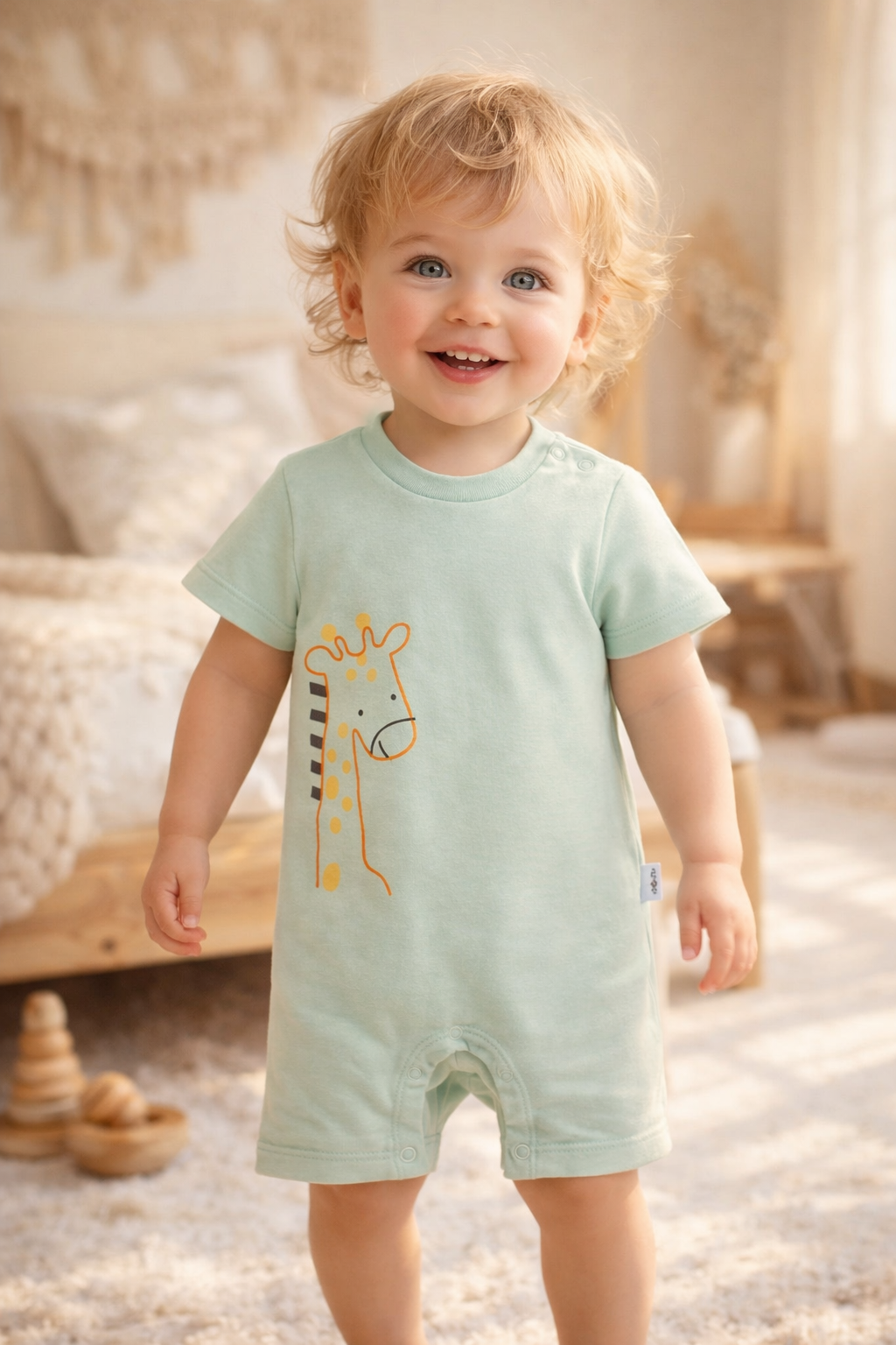 Giraffmönstrad babyromper