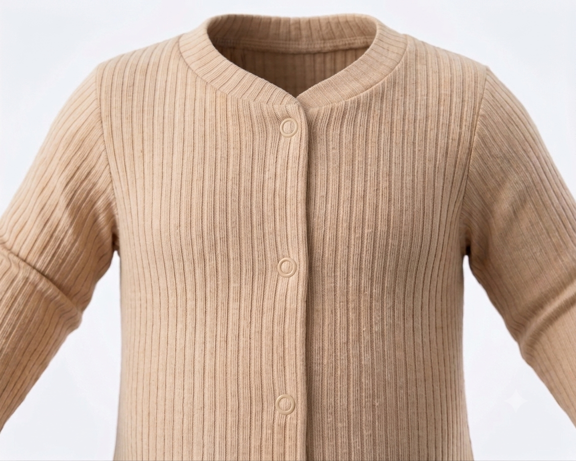 Ribbstickad bomullsbody
