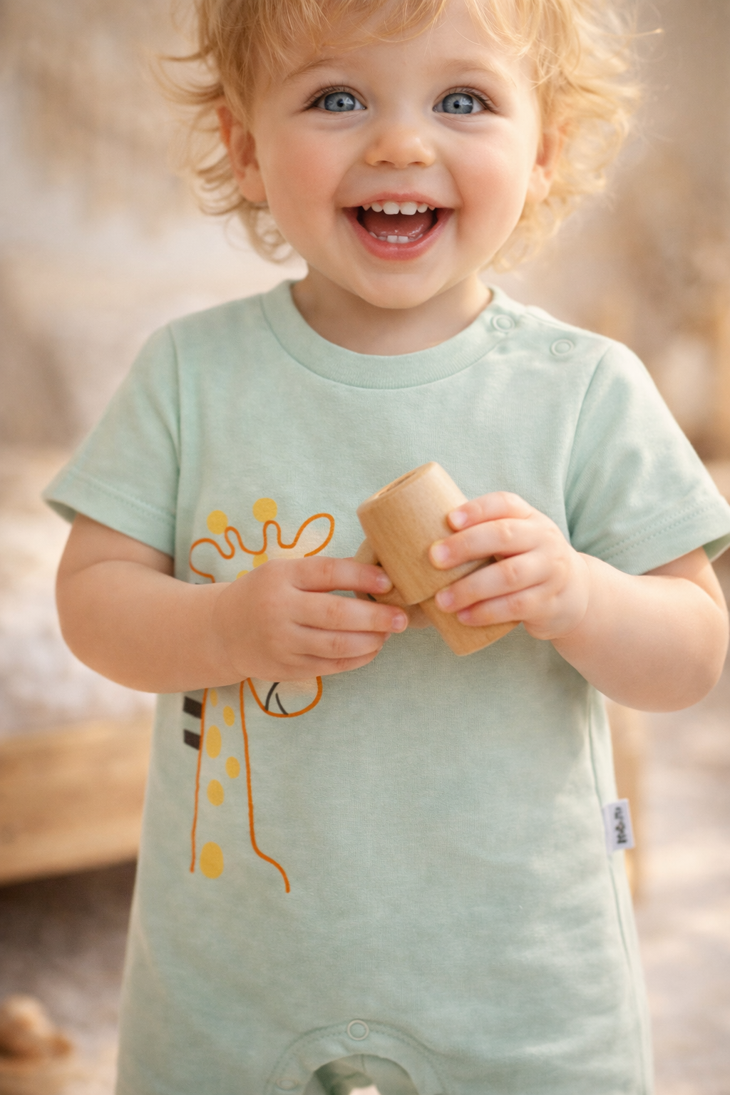 Giraffmönstrad babyromper