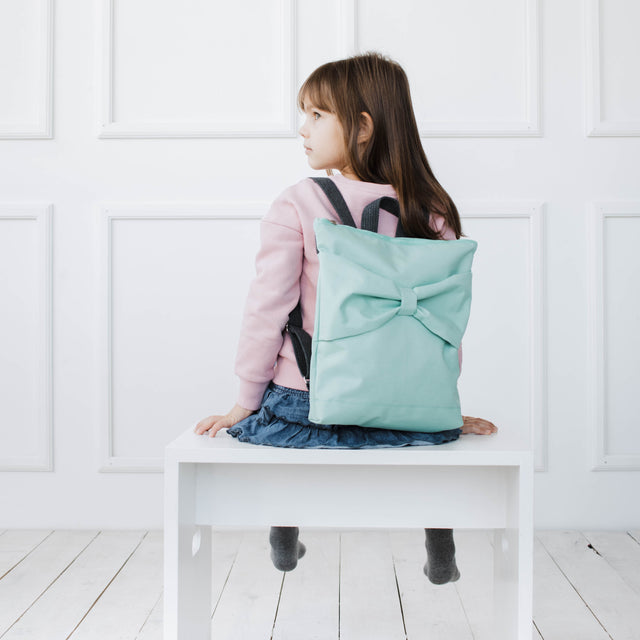 Kids Backpack - Waterproof Mint Bow