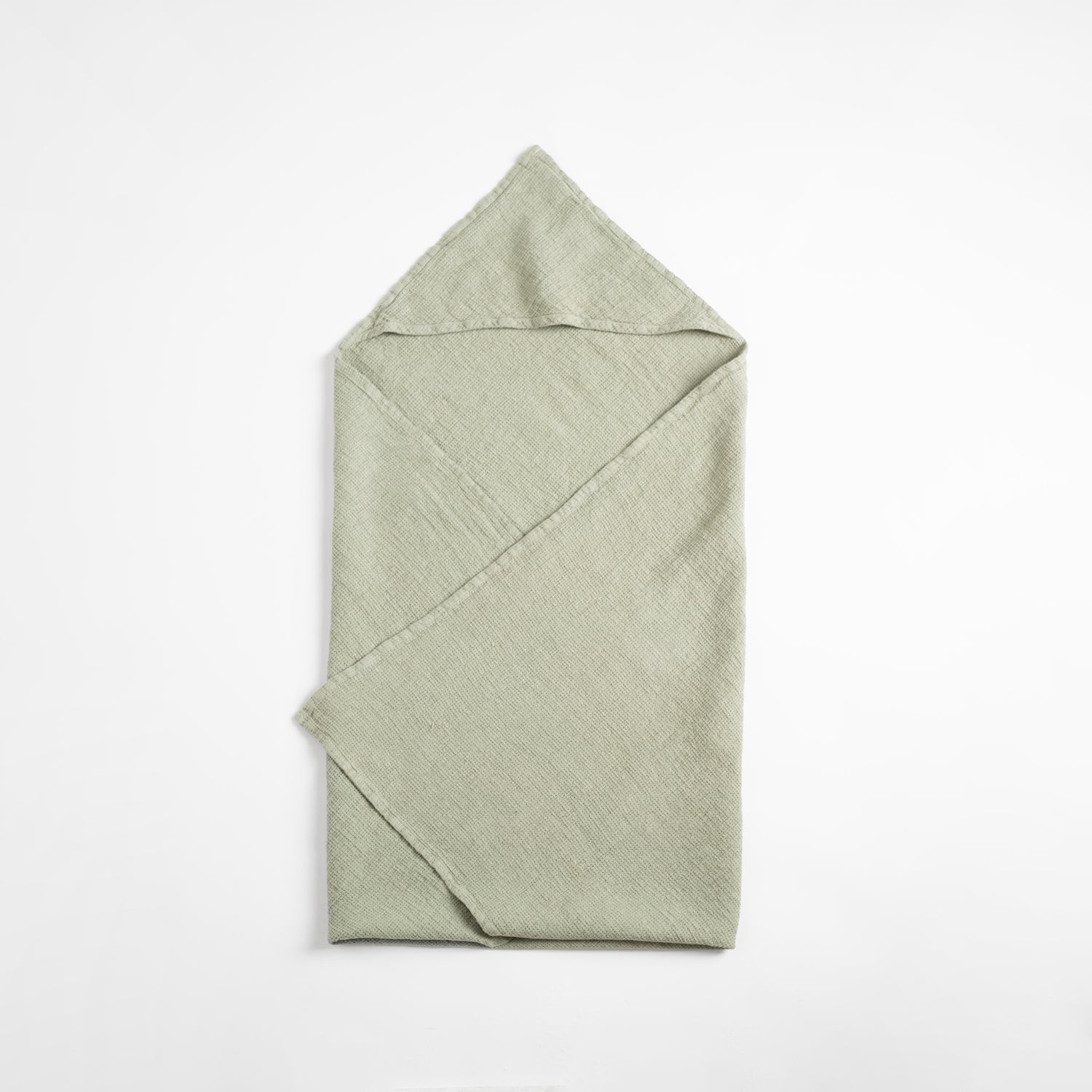 Linen Hooded Waffle Towel for Kids - Sage