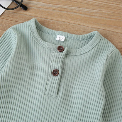 Långärmad Baby Jumpsuit i Bomullsblandning – Unisex