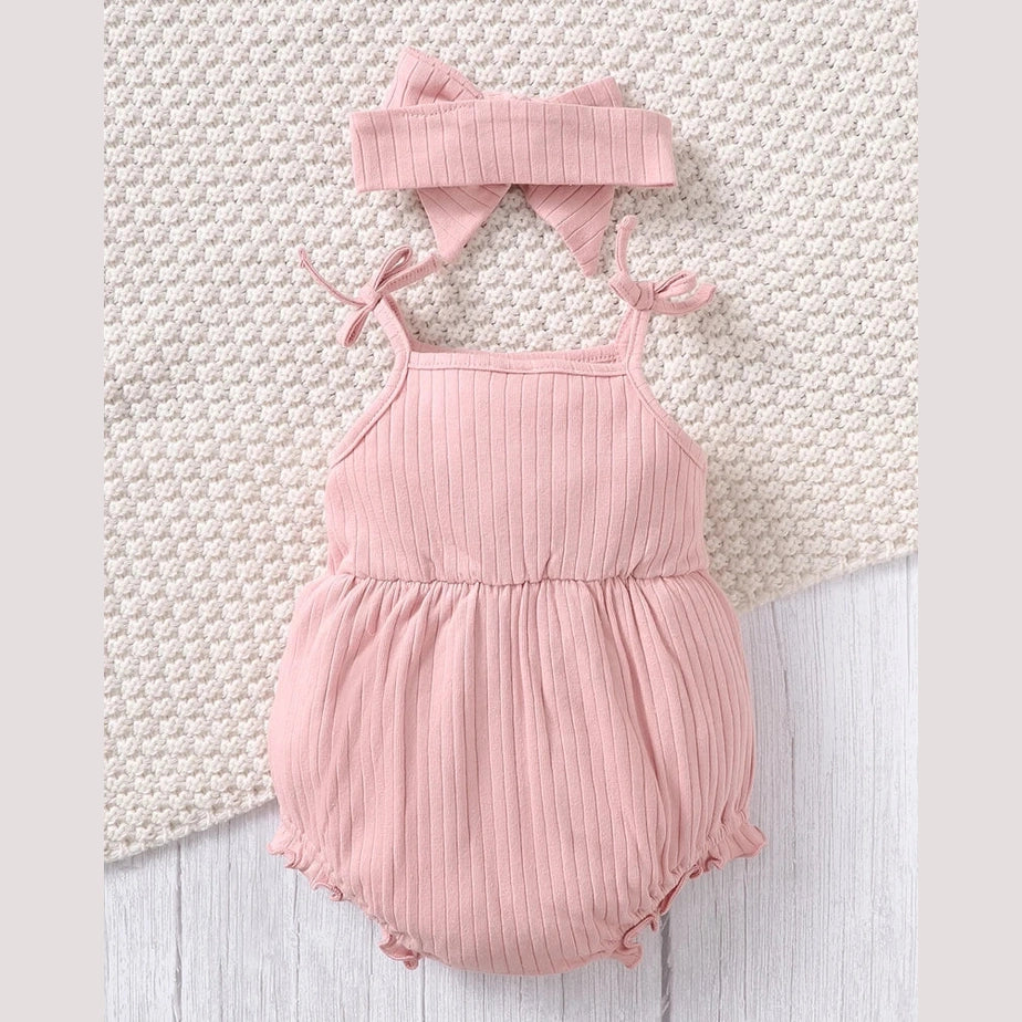 Rosa Babybody med Rosett – Ärmlös