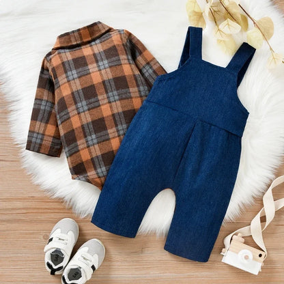 Hängselbyxor med Skjorta – Tvådelat Klädset för Pojkar