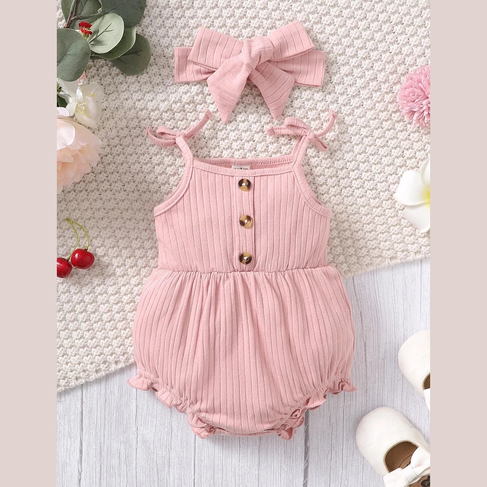 Rosa Babybody med Rosett – Ärmlös