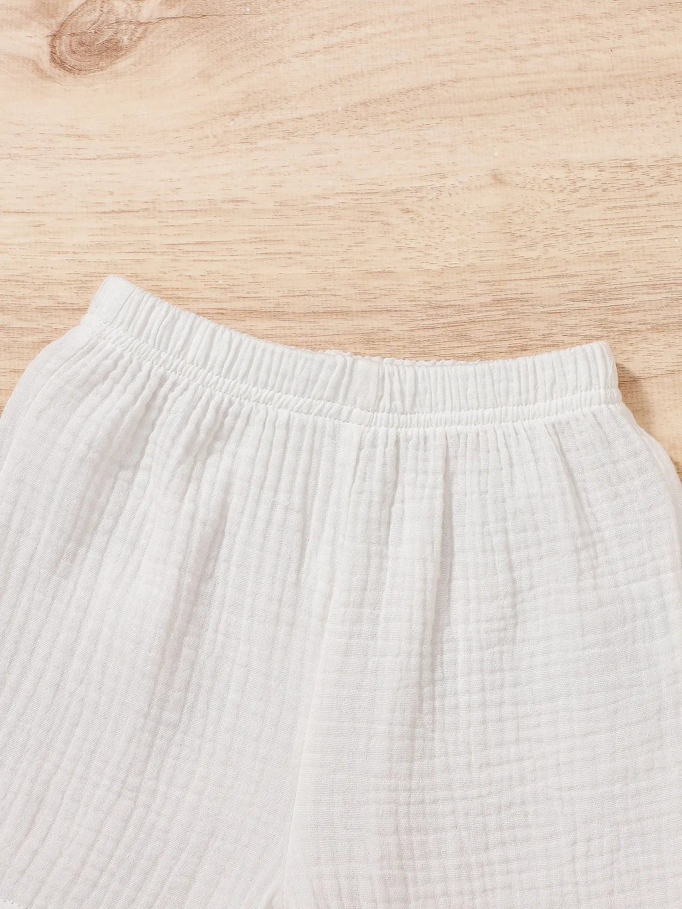 Cotton White Summer Lapel Short-Sleeved Shorts Fabric Skin Friendly Comfortable Loose Suitable For Outdoor Sports Outing Suit