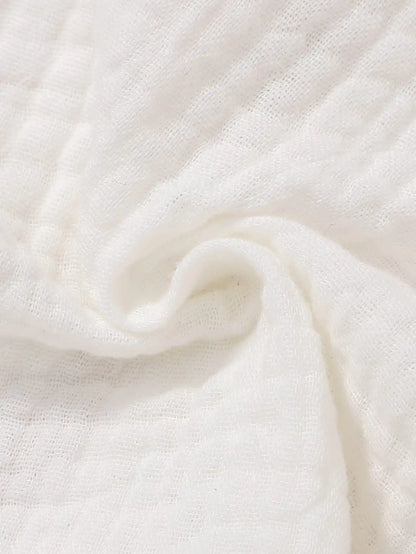 Cotton White Summer Lapel Short-Sleeved Shorts Fabric Skin Friendly Comfortable Loose Suitable For Outdoor Sports Outing Suit