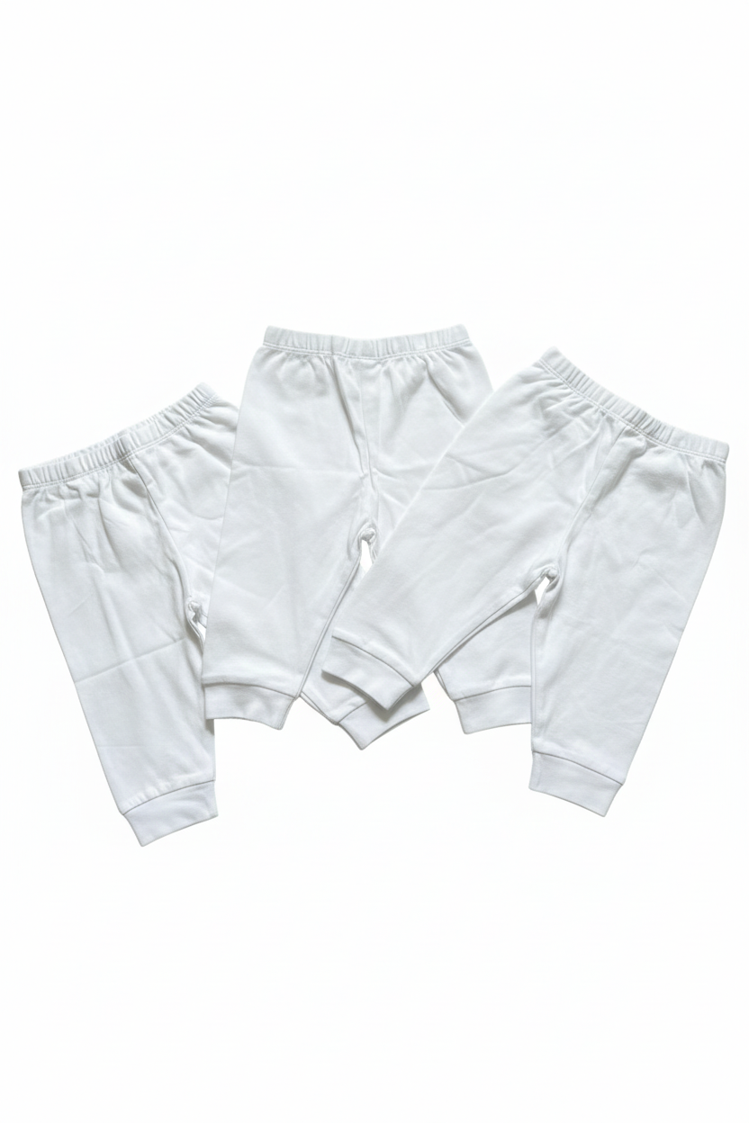 Vita enfärgade baby-leggings 3-pack – helvy, vit bakgrund