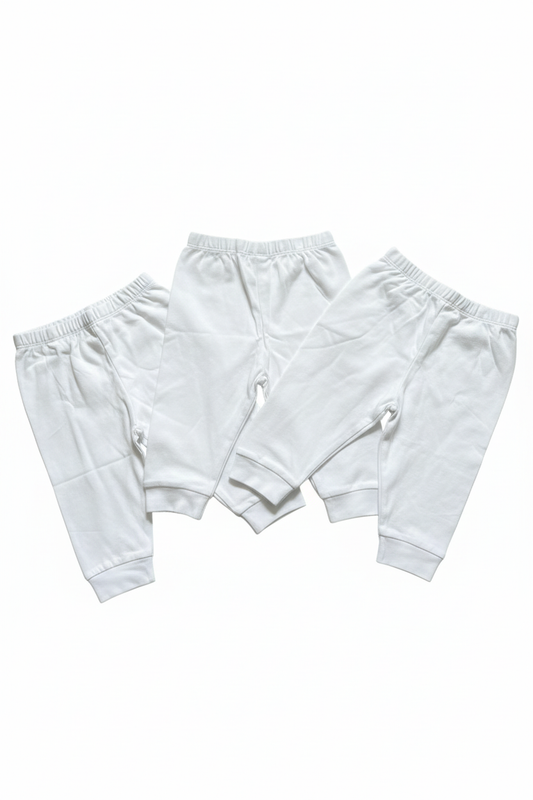 Vita enfärgade baby-leggings 3-pack – helvy, vit bakgrund