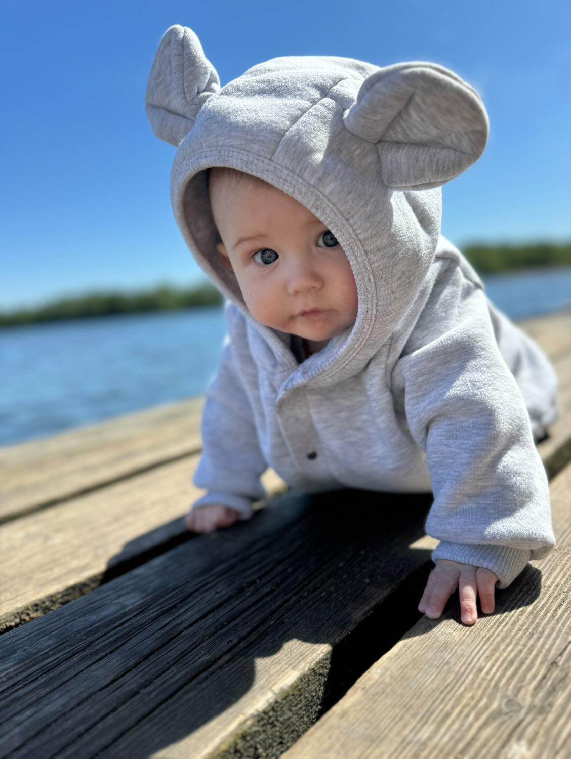 Eared Jumpsuit for Babies and Kids - Melange Grey